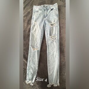 American Eagle Outfitters Light Blue Distressed Skinny Jeans